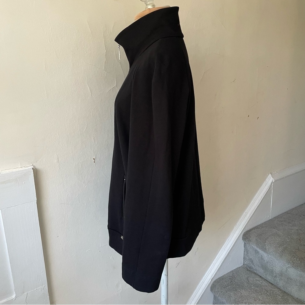 St. John Sport Black Stretch Cotton Zip Up Snap Detail Sweater Jacket Size Med - Picture 2 of 10